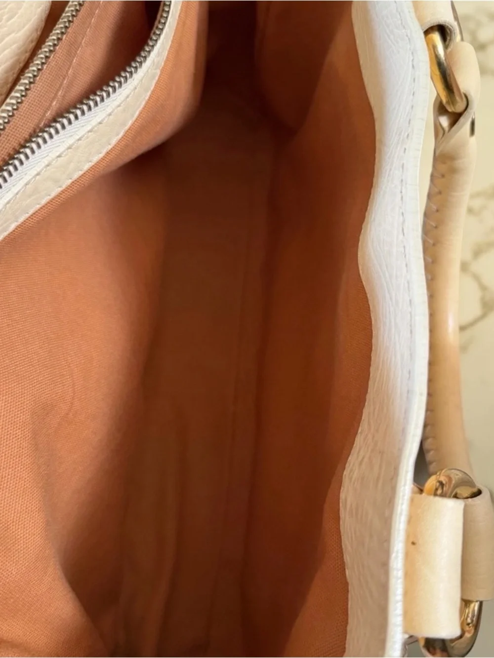 Celine Cream Leather Satchel with Gold Hardware